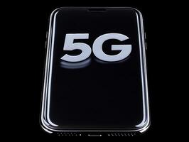 Modern smartphone showcasing 5G technology on a sleek screen photo