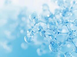 Blue molecular structures illustrate scientific concepts clearly photo