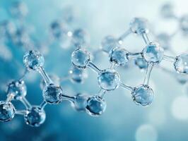 Molecular structure in a blue abstract background photo
