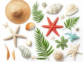 Decorate with shells and leaves for a coastal vibe in summer photo