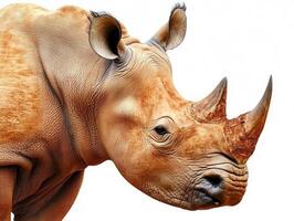 Close-up view of a rhinoceros in natural habitat under sunlight photo