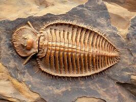 Fossilized trilobite discovered in sedimentary rock formation photo