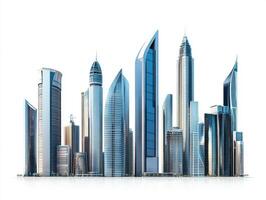 Modern skyline features sleek skyscrapers from a metropolis photo