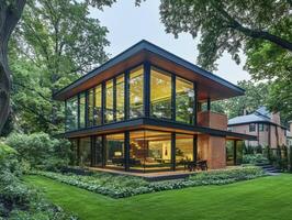Modern architecture harmonizes beautifully with nature photo