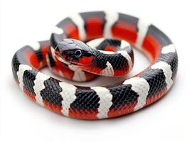 Colorful snake displays striking patterns and textures in close-up photo