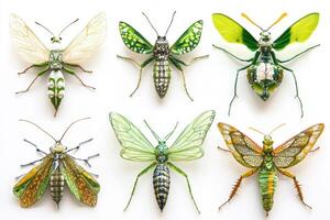Insects displayed with vibrant colors and intricate designs photo