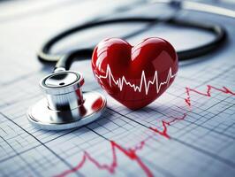 corazón salud supervisión utilizando un estetoscopio y latido del corazón grafico foto