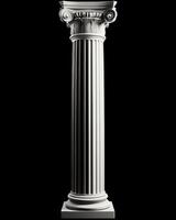 White classical column stands tall against a dark background photo