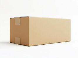 Cardboard box on a white background ready for shipping photo