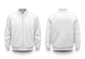 Stylish white bomber jacket showcasing front and back views photo