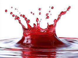 Water splash creates vibrant red droplets in clear liquid photo