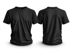 Black short sleeve t-shirt displayed from front and back views photo