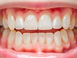 Close-up view of healthy teeth and gums in natural light photo