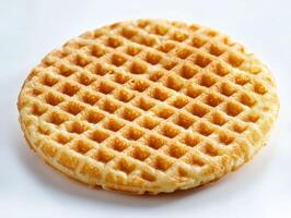 Perfectly golden waffle with crisp texture ready to enjoy photo