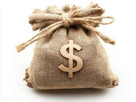 Money bag with dollar sign symbol for financial concepts photo