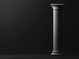 Classic column stands in a dimly lit space with dark background photo