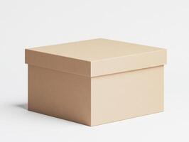 Closed beige cardboard box on a plain background photo