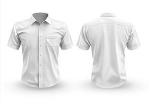 Simple white short-sleeve shirt displayed from multiple angles photo