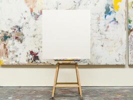 Blank canvas ready for creative expression in a vibrant studio photo