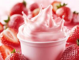 Delicious strawberry swirl dessert with fresh strawberries photo
