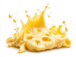 Kitchen experiment with melted cheese creating splashes photo