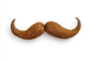Creative display of a brown mustache on a white background photo
