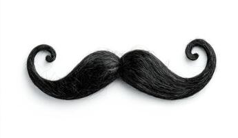 Unique black mustache with curled ends on white background photo