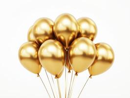 Shiny golden balloons floating together in a festive arrangement photo