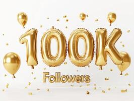 Celebrating 100K followers with golden balloons and confetti photo