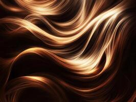 Swirling strands of golden hair illuminated against a dark background photo