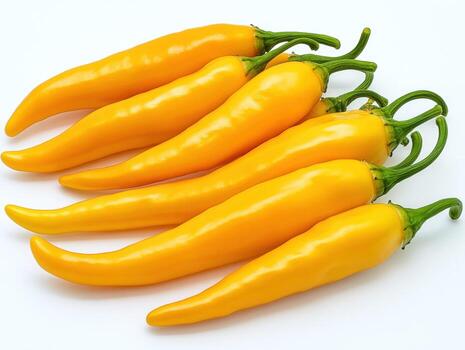 Yellow peppers arranged on a white background for cooking use photo