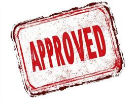 Stamp indicating approved status for documents and applications photo