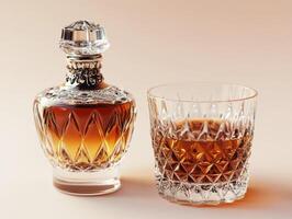Elegant crystal decanter with glass and fine whiskey display photo