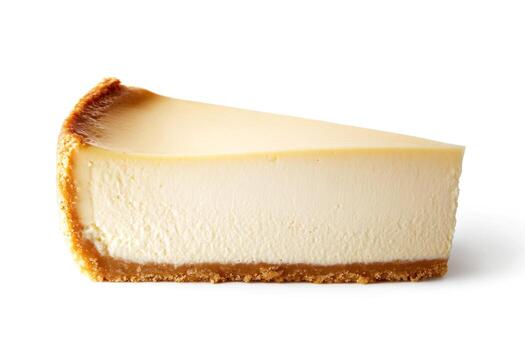 Creamy cheesecake slice with graham cracker crust photo