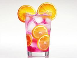 Refreshing citrus drink with vibrant colors and ice photo