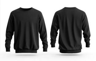 Simple black sweatshirt displayed from front and back views photo