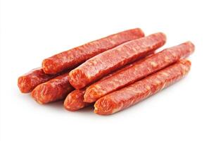 Freshly cured sausage links ready for grilling or frying photo