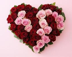 Colorful heart-shaped arrangement of roses for special occasions photo