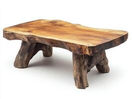 Unique rustic wooden table crafted from natural materials photo