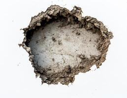 Wall damage reveals underlying texture and material in construction photo