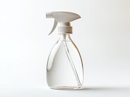 Clear spray bottle on a white background for various uses photo
