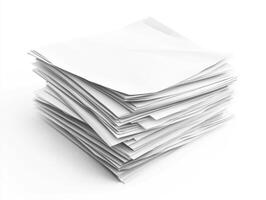 Stacked sheets of blank paper on a clean surface photo