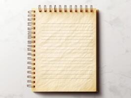 Empty notepad on a marble surface for writing notes or ideas photo