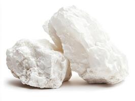 White mineral rocks displaying natural textures and shapes photo