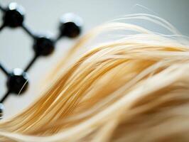 Close-up view of blonde hair with background structure photo