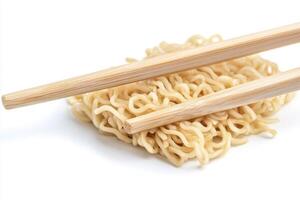 Ramen noodles with chopsticks ready for cooking preparation photo