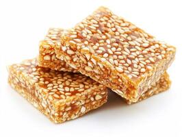 Delicious sesame candy squares made with natural ingredients photo
