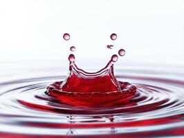 Water splash creates dynamic ripples in red liquid photo