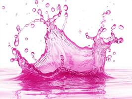 Vibrant pink water splash creating dynamic shapes and droplets photo