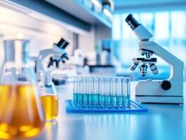 Laboratory equipment and glassware in a modern research facility photo